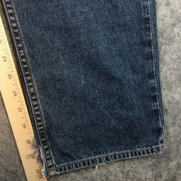 GAP Jeans 33x32 Mens Dark Wash Relaxed Straight 100 Cotton Solid Zip Fly Blue - Picture 9 of 15